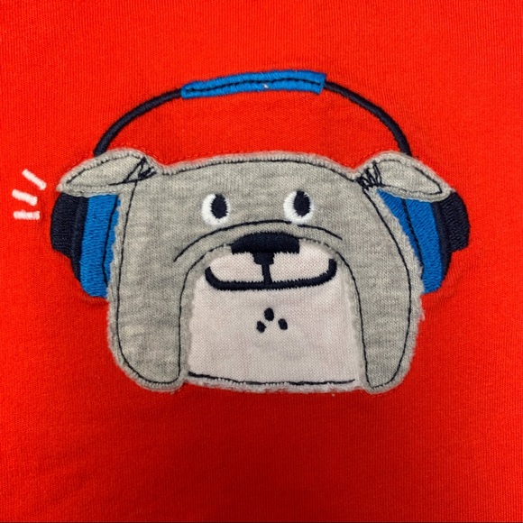 Carter’s red shirt navy pants set, dog with headphones appliqué, 3 months - Picture 5 of 8